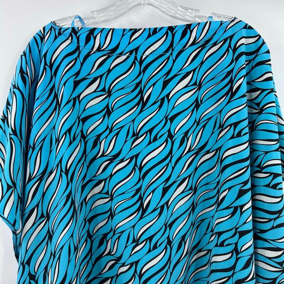 Diane von Furstenberg DVF New Hanky Silk Blue Patterned Top Oversized Womens S - Picture 10 of 12